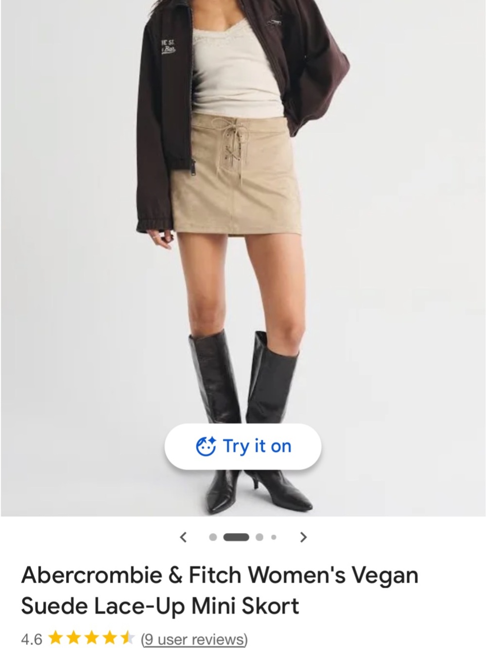 NWOT Abercrombie & Fitch Lace-Up Vegan Suede Mini Skirt in Tan